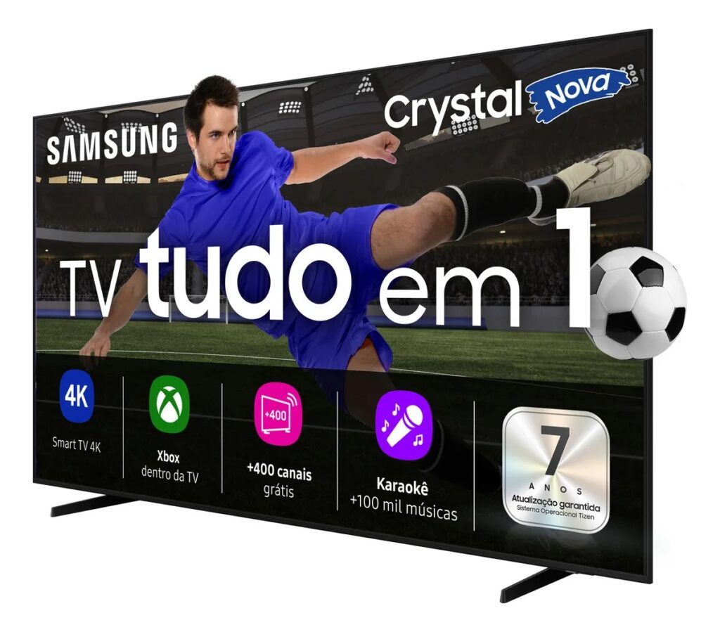 TV Samsung Crystal UHD 4K 65 polegadas com imagens nítidas e alto desempenho.